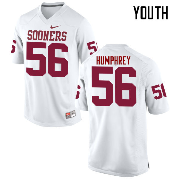 Youth Oklahoma Sooners #56 Creed Humphrey College Football Jerseys Game-White - Click Image to Close